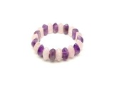 R.M.ékszer Ametiszt és rózsakvarc felezett korong ásvány karkötő 22×9mm