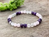 R.M.ékszer Ametiszt rózsakvarc és hegyikristály ásvány karkötő