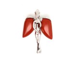 R.M.ékszer Angyal szárnyas fém medál jáspis vörös 23x33mm