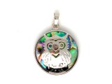R.M.ékszer Bagoly fém medál pávakagyló 27mm
