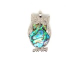 R.M.ékszer Bagoly medál fémmel pávakagyló 3x4cm