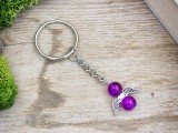 R.M.ékszer Barátság lila angyal üveg medálos kulcstartó