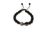 R.M.ékszer Bazalt életfa karkötő Hópehely Obszidián gyönggyel 8 mm