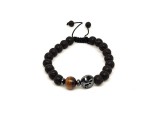 R.M.ékszer Bazalt életfa karkötő Tigrisszem gyönggyel 8 mm