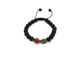 R.M.ékszer Bazalt életfa karkötő Vörös Jáspis gyönggyel 8 mm
