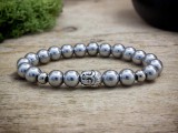R.M.ékszer Buddha ezüst hematit ásvány karkötő