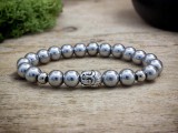 R.M.ékszer Buddha ezüst hematit ásvány karkötő
