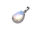 R.M.ékszer Csepp medál fém str Opalit 17x25mm