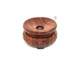 R.M.ékszer Faragott fa kerek LED lámpa fehér fénnyel 14×8 cm
