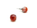 R.M.ékszer Fülbevaló acél karmos golyó Hematoid vörös 10mm