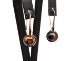 R.M.ékszer Fülbevaló golyó sardonyx kis kürt lógós 10-11mm