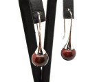 R.M.ékszer Fülbevaló golyó sardonyx kürt lógós 10-11mm
