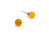 R.M.ékszer Fülbevaló golyó szinezett sárga jáde 8mm