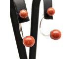 R.M.ékszer Fülbevaló golyó vörös goldstone dupla 6-8,5mm