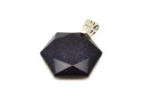 R.M.ékszer Hexagon medál Goldstone kék 3cm