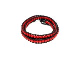 R.M.ékszer Jáde szin piros golyó 5mm bőrrel font karkötő 58cm