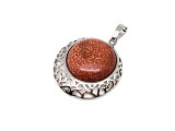 R.M.ékszer Kerek medál fém Goldstone vörös 3cm