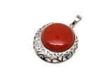 R.M.ékszer Kerek medál fém Jáspis vörös 3cm