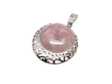 R.M.ékszer Kerek medál fém Rózsakvarc 3cm