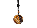 R.M.ékszer Kör hold csillag tigrisszem medál zsinóron 3,5cm