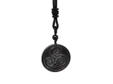 R.M.ékszer Kör spirál obszidián medál zsinóron 3,5cm