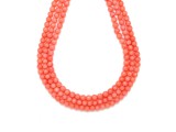 R.M.ékszer Korall szinezett golyó rózsaszín 4-4,5mm– ékszerkészítő alapanyag (füzér)