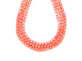 R.M.ékszer Korall szinezett golyó rózsaszín 5mm– ékszerkészítő alapanyag (füzér)