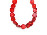 R.M.ékszer Korall szinezett kör piros 11-14x4-6mm– ékszerkészítő alapanyag (füzér)