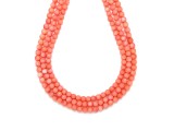 R.M.ékszer Korall szinezett rózsaszín matt golyó 4-5mm– ékszerkészítő alapanyag (füzér)