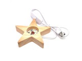 R.M.ékszer Lámpa fa talpas USB fehér csillag 10cm