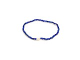 R.M.ékszer Lapis lazuli fazettált gyöngy karkötő tenyésztett gyöngy köztessel 3mm