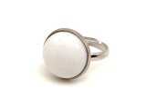 R.M.ékszer Letisztult tejkvarc állítható gyűrű kerek 16mm