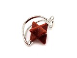 R.M.ékszer Merkaba medál fémmel goldstone vörös 2x3cm