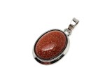 R.M.ékszer Ovális medál fém Goldstone vörös 1,5x2cm