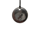 R.M.ékszer Shungit medál gravírozott halak 30mm