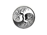 R.M.ékszer Szelenit korong yin yang fa fekete 9-10cm