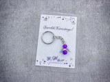 R.M.ékszer Szeretlek Keresztanya lila angyal medálos kulcstartó