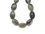 R.M.ékszer Szerpentin kvarc zöld ovális 20-21x30-31mm– ékszerkészítő alapanyag (füzér)