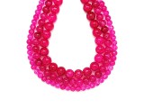 R.M.ékszer Üveg roppantott színezett pink golyó 8 mm, ~38 cm – ásványfüzér, ékszer alapanyag