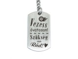 R.M.ékszer Vezess óvatosan acél medálos kulcstartó