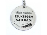 R.M.ékszer Vezess óvatosan acél medálos kulcstartó