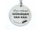 R.M.ékszer Vezess óvatosan acél medálos kulcstartó