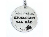R.M.ékszer Vezess óvatosan acél medálos kulcstartó