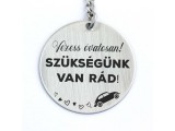R.M.ékszer Vezess óvatosan acél medálos kulcstartó