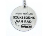 R.M.ékszer Vezess óvatosan acél medálos kulcstartó