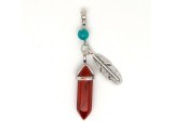 R.M.ékszer Vogel medál fém toll jáspis vörös 8x30mm