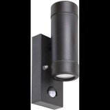 Rábalux Rabalux kültéri szenzoros fali lámpa, 2×GU10, 10 W, 230 V, fekete, IP44 (91846)