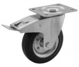 RADER Acélfelnis görgő, talplemezes, fékes, tömör gumiabronccsal, 250 mm