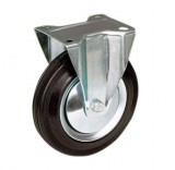 RADER Acélfelnis görgő, talplemezes, fix, 40 mm széles tömör gumiabronccsal, 160 mm, 180 kg