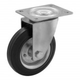 RADER Acélfelnis görgő, talplemezes, önbeálló, tömör gumiabronccsal, 250mm